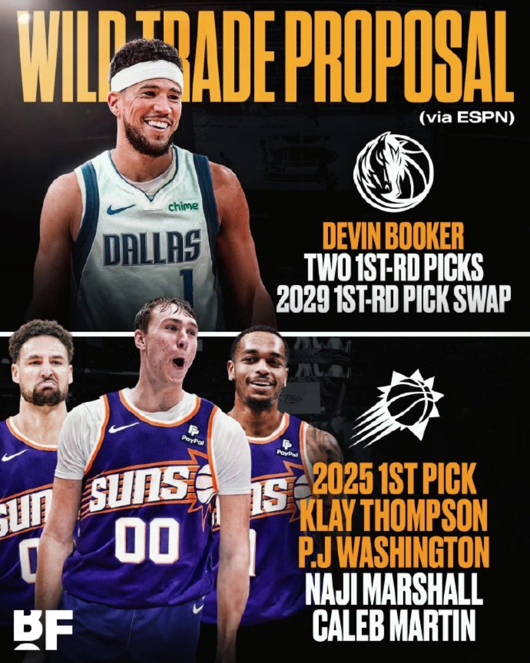 有搞頭美媒交易方案獨(dú)行俠出狀元簽克萊PJ從太陽換來布克