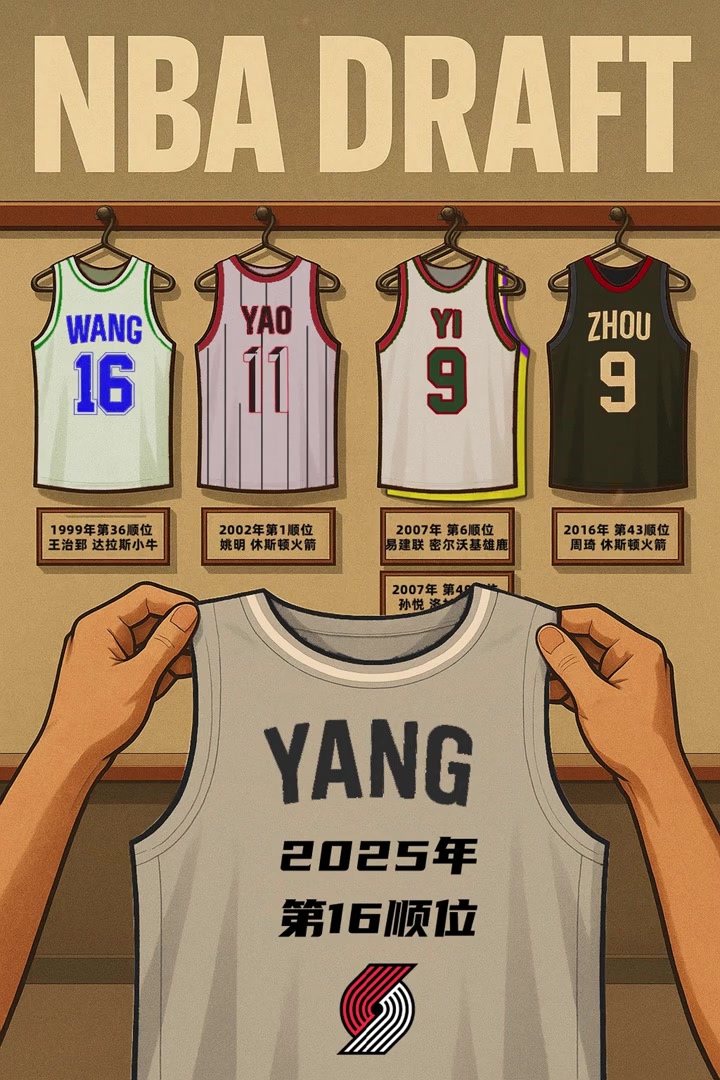 第6位被選中的中國(guó)人楊瀚森也是第3位被首輪選中的中國(guó)球員