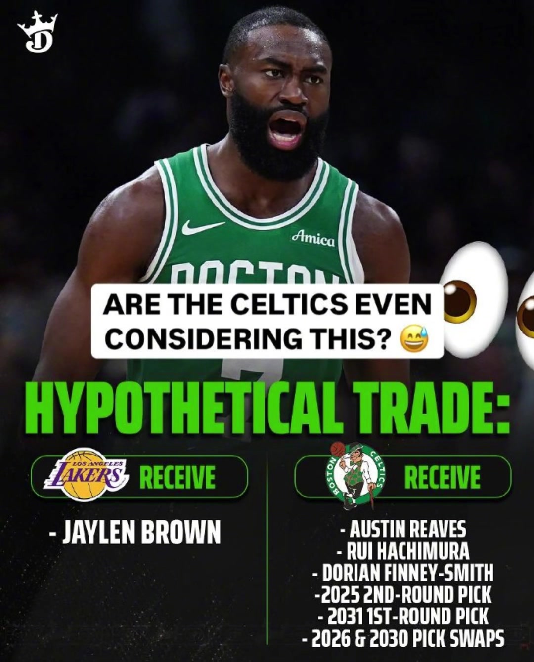 賺了嗎美媒模擬湖人送出里夫斯八村DFS換來杰倫-布朗