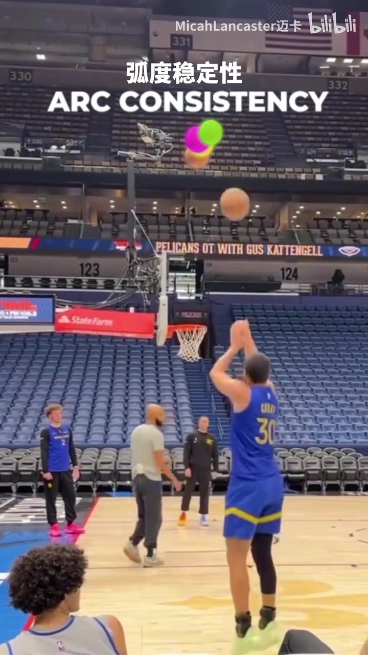 夸張近距離看庫(kù)里投籃的弧線穩(wěn)定性賞心悅目