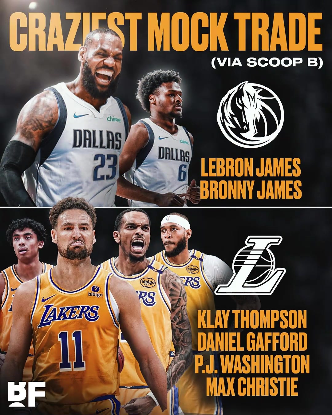 瘋狂的設(shè)想美媒建議湖人將老詹父子送至獨(dú)行俠換回克萊加福德等四將