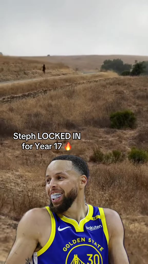 生涯第17年庫里進行戶外跑步訓(xùn)練怪不得體力如此之好