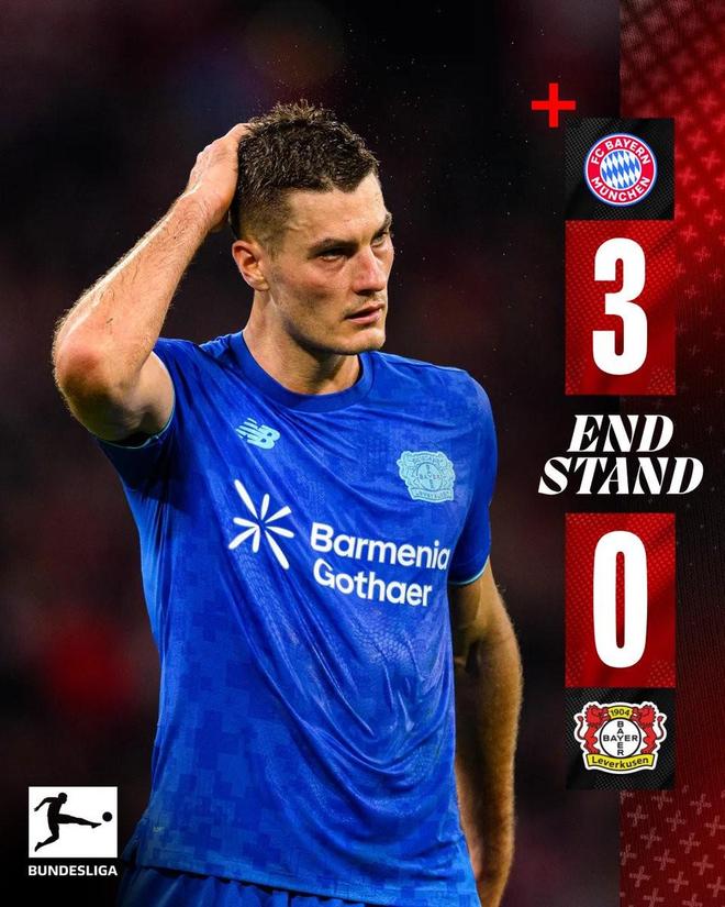 0-3不敵拜仁，勒沃庫森連續(xù)37場德甲客場不敗紀錄遭終結(jié)