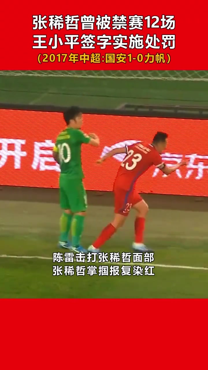 當年張稀哲曾掌摑染紅被禁賽12場王小平簽字實施處罰