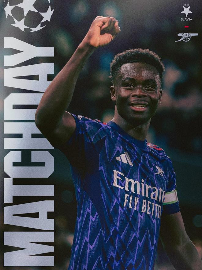 劍指三分，阿森納曬歐冠賽前海報(bào)：薩卡單人出鏡