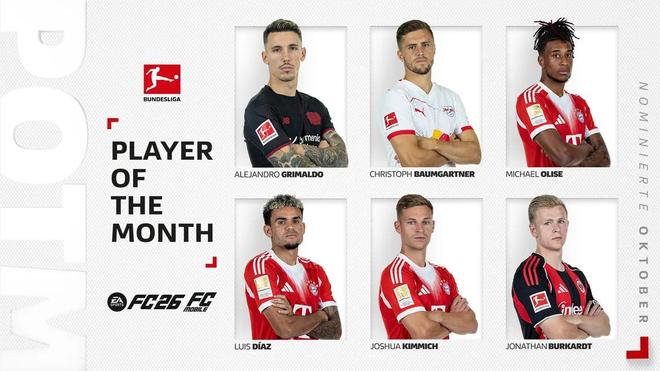 德甲10月最佳球員候選：奧利塞、迪亞斯、格里馬爾多等人在列