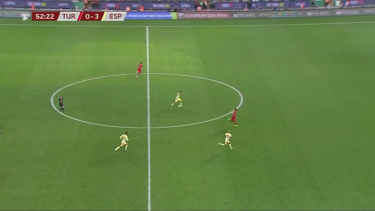 亞馬爾禁區(qū)內(nèi)妙傳送助攻費(fèi)蘭跟進(jìn)抽射破門(mén)西班牙4-0土耳其