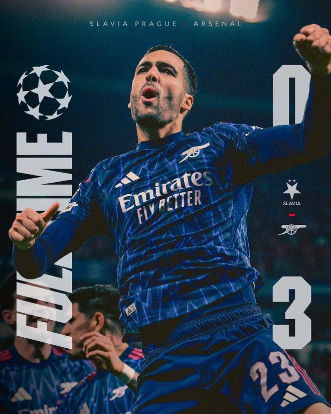 歐冠|10連勝+連續(xù)8場零封！阿森納客場3-0擊敗布拉格斯拉維亞